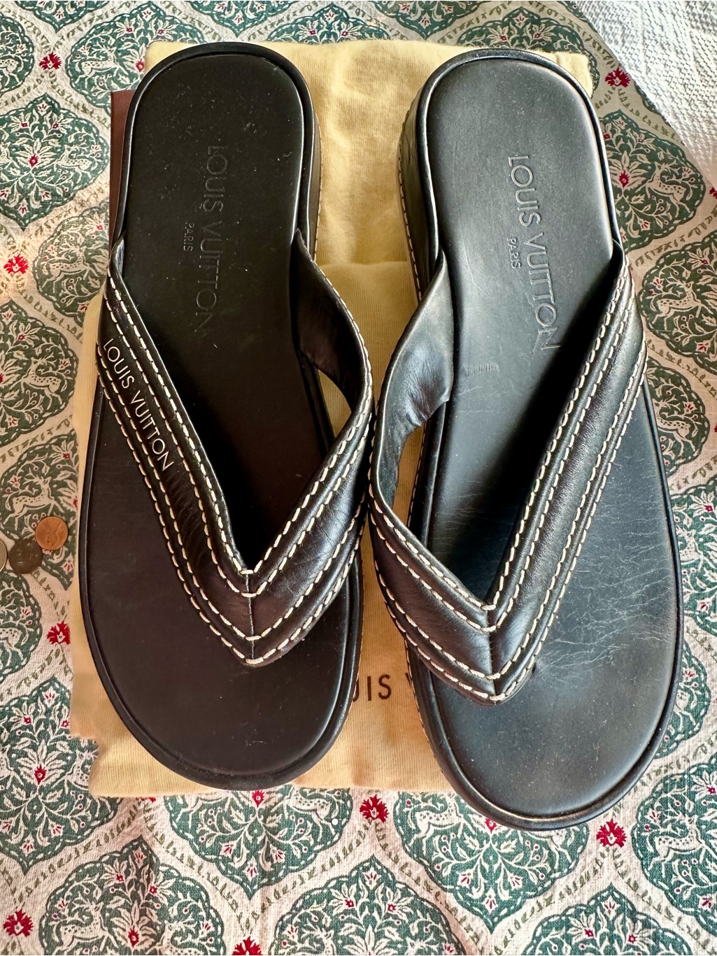 Louis Vuitton Black Leather Sandals Size 38